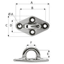 Wichard Diamond Pad Eye - Round - 60mm Length (2-23/64") - M5 Screw [6644W]
