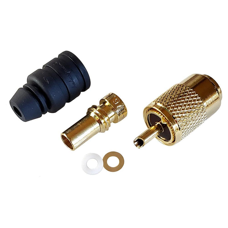 Shakespeare PL-259-58-G Gold Solder-Type Connector w/UG175 Adapter & DooDad Cable Strain Relief f/RG-58x [PL-259-58-G] - Wholesaler Elite LLC