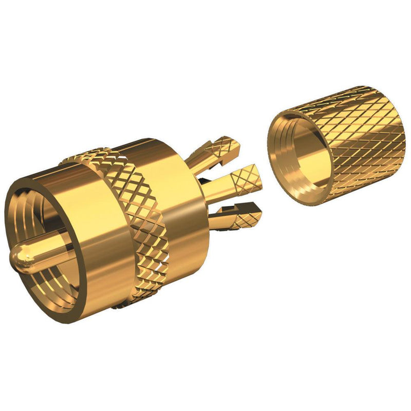 Shakespeare PL-259-CP-G - Solderless PL-259 Connector for RG-8X or RG-58/AU Coax - Gold Plated [PL-259-CP-G] - Wholesaler Elite LLC