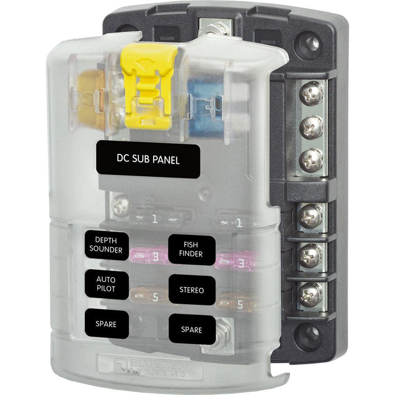 Blue Sea 5025 ST Blade Fuse Block w/Cover - 6 Circuit w/Negative Bus [5025] - Wholesaler Elite LLC