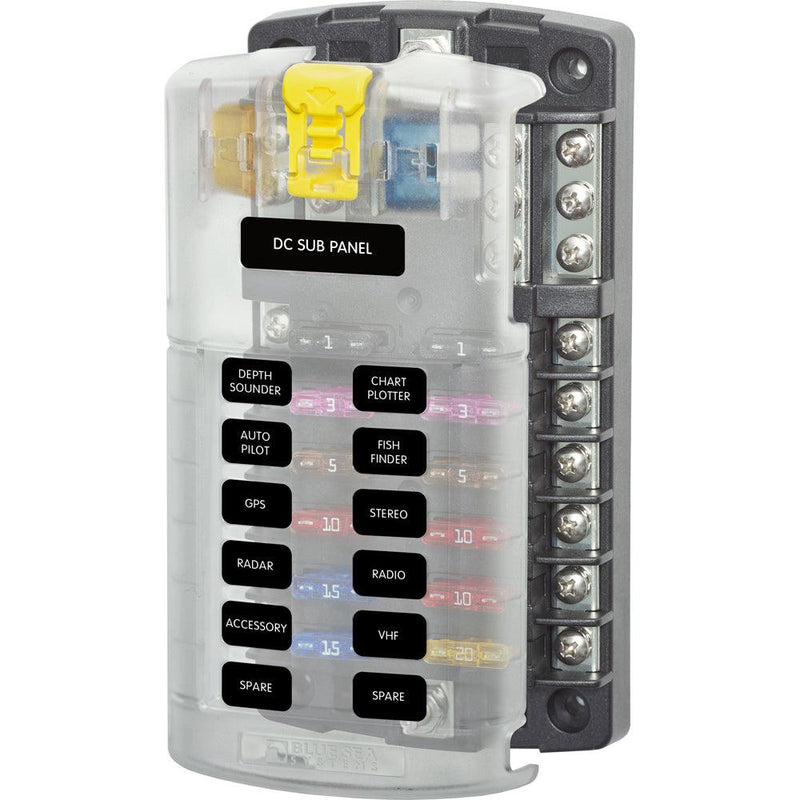 Blue Sea 5026 ST Blade Fuse Block w/Cover - 12 Circuit w/Negative Bus [5026] - Wholesaler Elite LLC