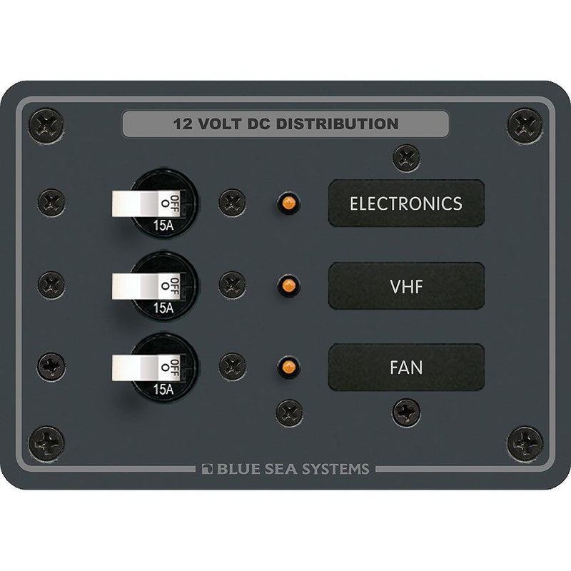 Blue Sea 8025 DC 3 Position Breaker Panel - White Switches [8025] - Wholesaler Elite LLC