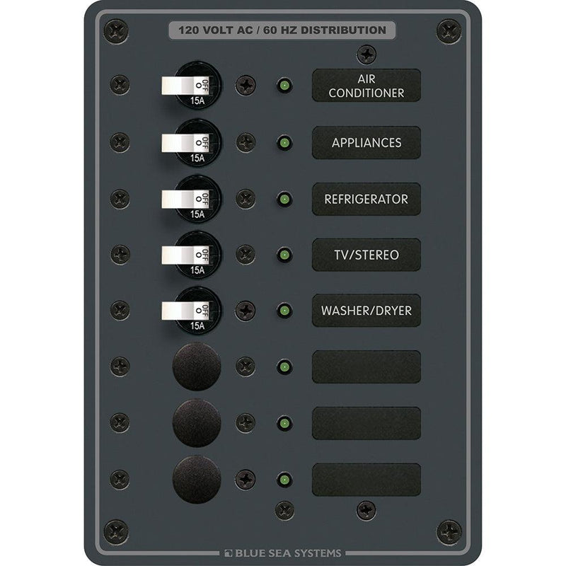 Blue Sea 8059 AC 8 Position Toggle Circuit Breaker Panel [8059] - Wholesaler Elite LLC