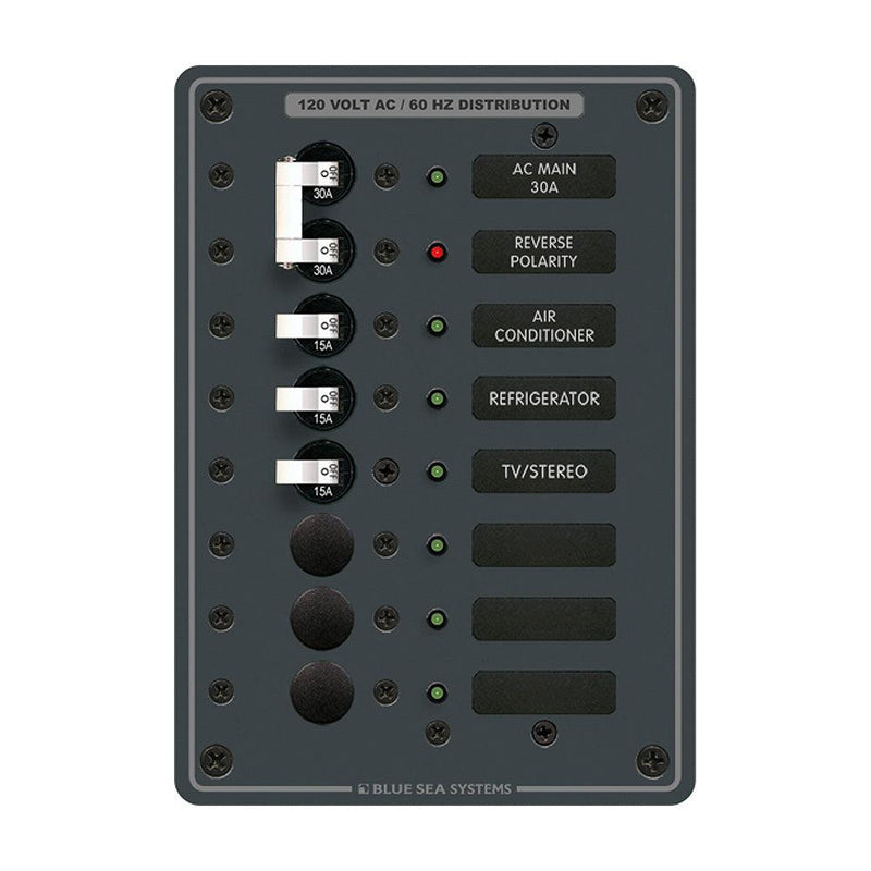 Blue Sea 8027 AC Main +6 Position Breaker Panel - White Switches [8027] - Wholesaler Elite LLC