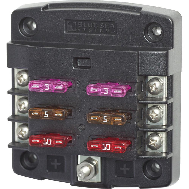 Blue Sea 5033 ST Blade Fuse Block w/out Cover - 6 Circuit w/out Negative Bus [5033] - Wholesaler Elite LLC