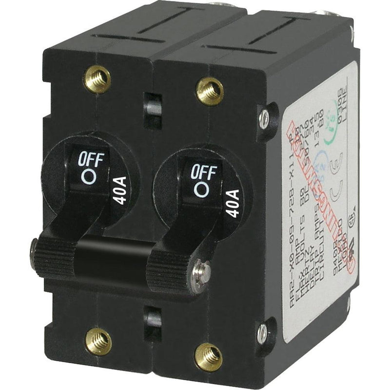 Blue Sea 7239 A-Series Double Pole Toggle - 40A - Black [7239] - Wholesaler Elite LLC
