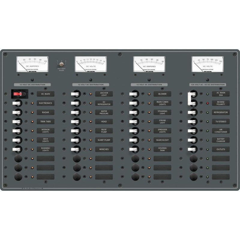 Blue Sea 8095 AC Main +8 Positions / DC Main +29 Positions Toggle Circuit Breaker Panel (White Switches) [8095] - Wholesaler Elite LLC
