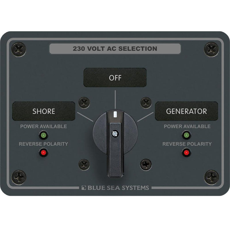 Blue Sea 8359 AC Rotary Switch Panel 30 Ampere 2 Positions + OFF, 2 Pole [8359] - Wholesaler Elite LLC