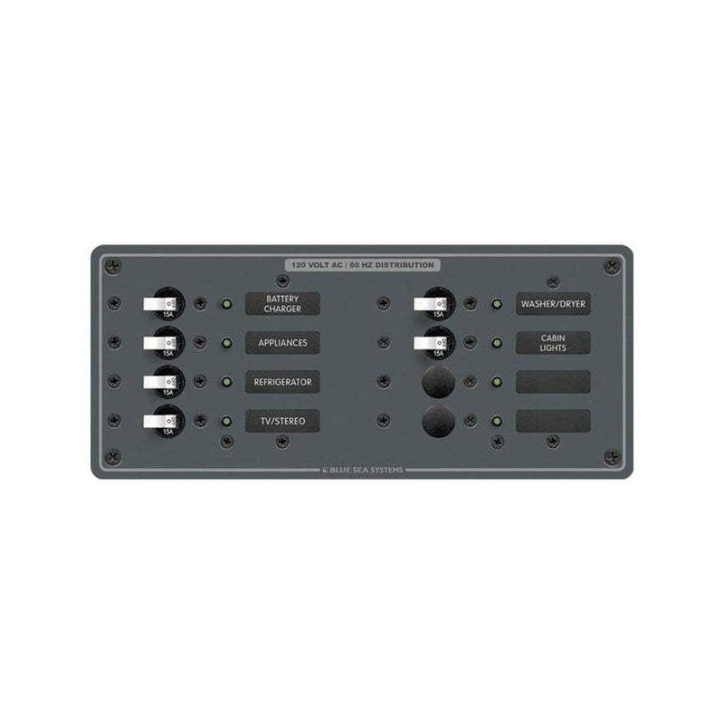 Blue Sea 8511 AC 8 Position 230v (European) Breaker Panel (White Switches [8511] - Wholesaler Elite LLC