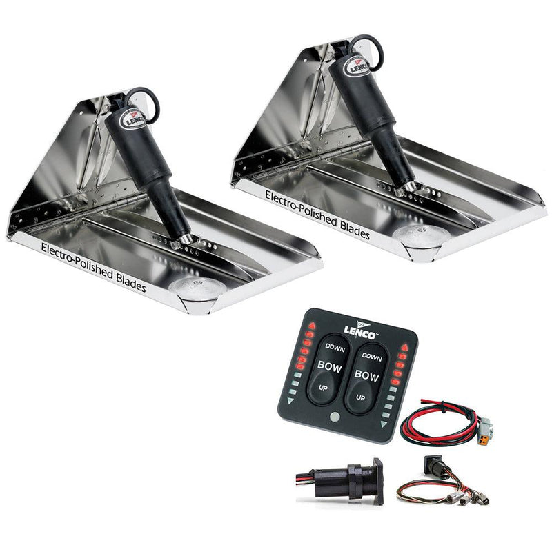 Lenco 16" x 12" Heavy Duty Performance Trim Tab Kit w/LED Indicator Switch Kit 12V [RT16X12HDI] - Wholesaler Elite LLC