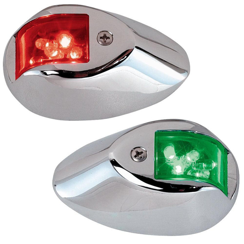 Perko LED Sidelights - Red/Green - 12V - Chrome Plated Housing [0602DP1CHR] - Wholesaler Elite LLC