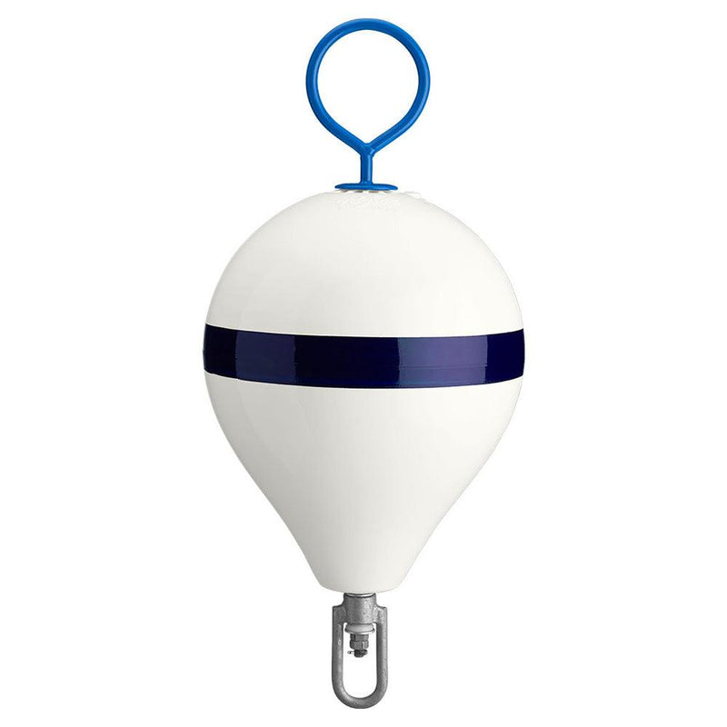 Polyform 13.5" CM Mooring Buoy w/Steel Iron - White Blue Stripe [CM-2 WH-STR] - Wholesaler Elite LLC