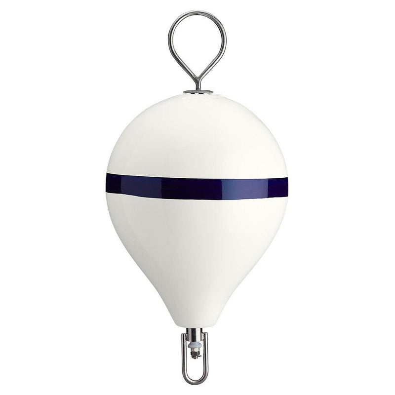 Polyform 17" CM Mooring Buoy w/SS Iron - White Blue Stripe [CM-3SS W-STR] - Wholesaler Elite LLC