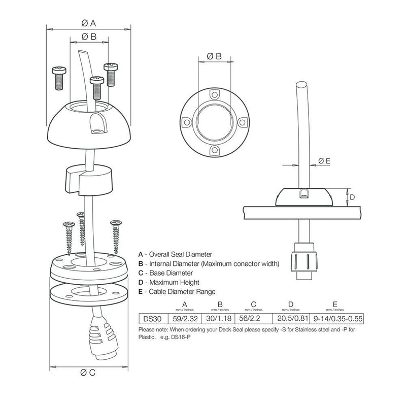Scanstrut DS30-P Vertical Cable Seal [DS30-P] - Wholesaler Elite LLC