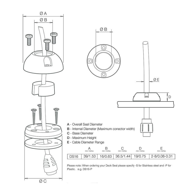 Scanstrut DS16-S Vertical Cable Seal - Stainless Steel [DS16-S] - Wholesaler Elite LLC