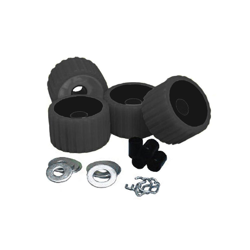 C.E. Smith Ribbed Roller Replacement Kit - 4 Pack - Black [29210] - Wholesaler Elite LLC