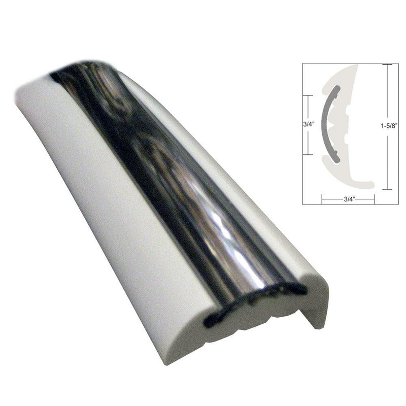 TACO Semi-Rigid Rub Rail Kit - White w/Flex Chrome Insert - 70' [V11-9811WCM70-2] - Wholesaler Elite LLC