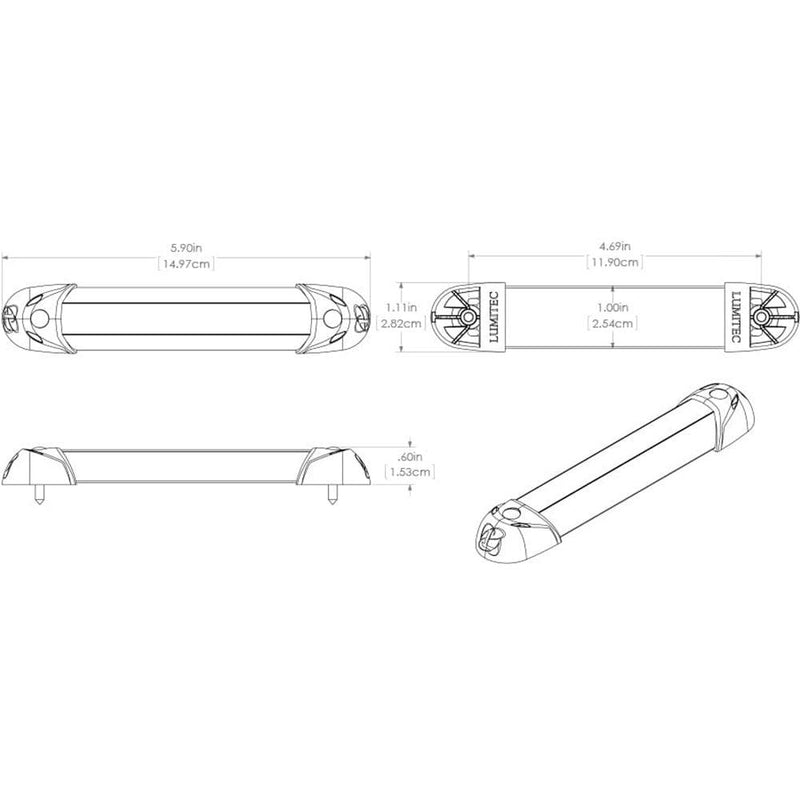 Lumitec MiniRail2 6" Light - White Non Dimming [101078] - Wholesaler Elite LLC