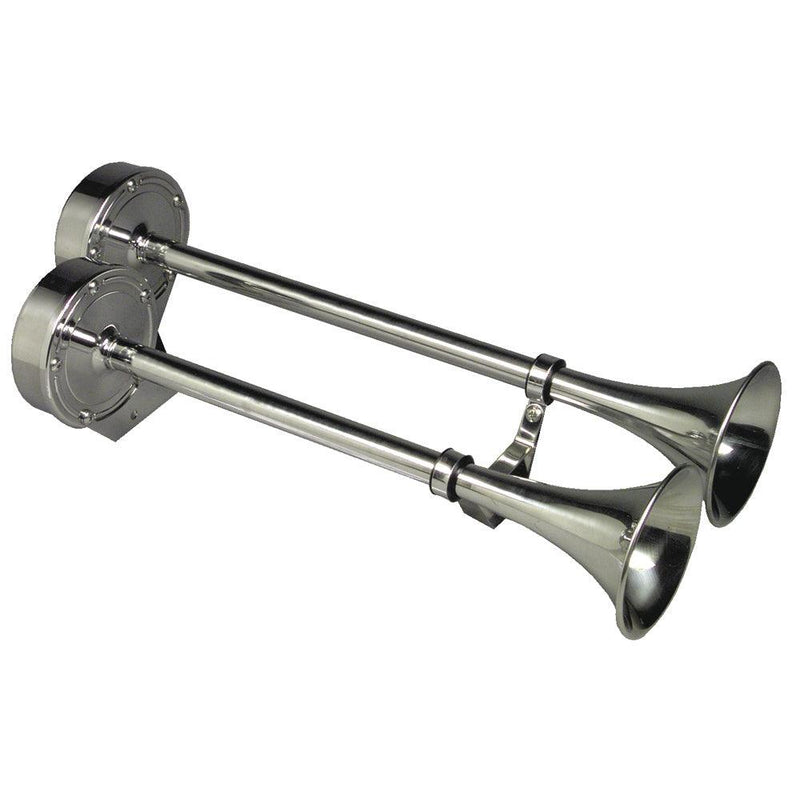 Schmitt Marine Deluxe All-Stainless Dual Trumpet Horn - 12V [10028] - Wholesaler Elite LLC