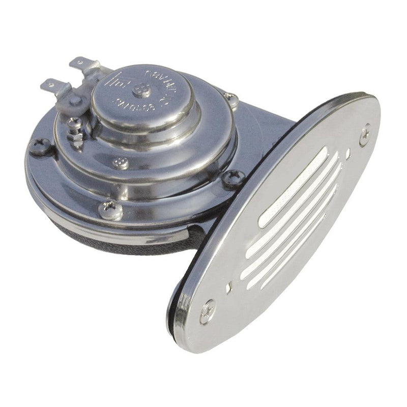 Schmitt Marine Mini Stainless Steel Single Drop-In Horn w/Stainless Steel Grill - 12V Low Pitch [10050] - Wholesaler Elite LLC