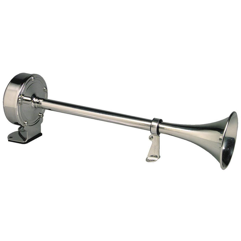 Schmitt Marine Deluxe All-Stainless Single Trumpet Horn - 24V [12427] - Wholesaler Elite LLC