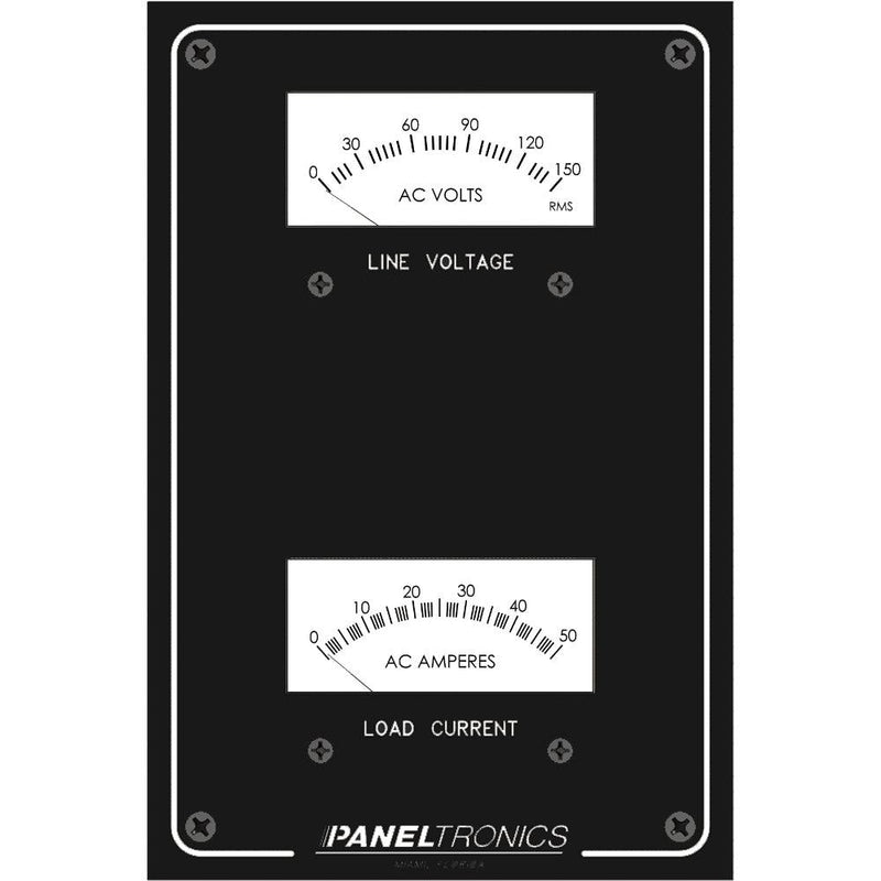 Paneltronics Standard Panel AC Meter - 0-150 AC Voltmeter & 0-50Amp Ammeter [9982304B] - Wholesaler Elite LLC