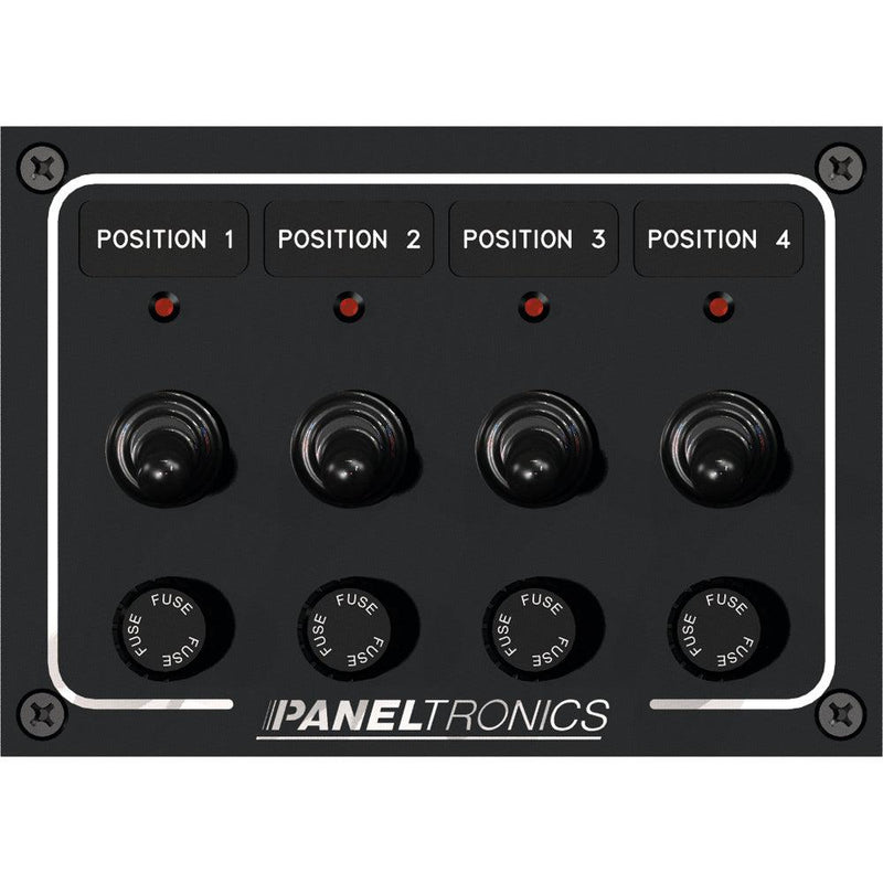 Paneltronics Waterproof Panel - DC 4-Position Toggle Switch & Fuse w/LEDs [9960008B] - Wholesaler Elite LLC