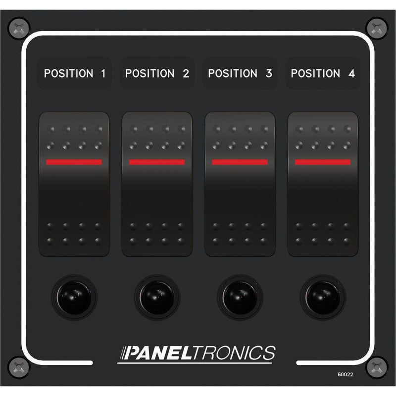 Paneltronics Waterproof Panel - DC 4-Position Illuminated Rocker Switch & Circuit Breaker [9960022B] - Wholesaler Elite LLC