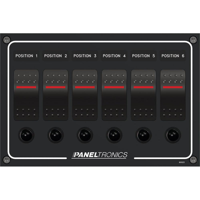 Paneltronics Waterproof Panel - DC 6-Position Illuminated Rocker Switch & Circuit Breaker [9960023B] - Wholesaler Elite LLC