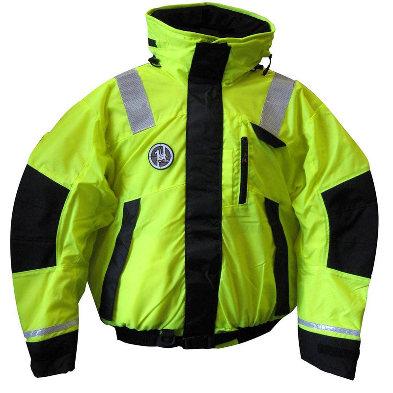 First Watch AB-1100 Flotation Bomber Jacket - Hi-Vis Yellow/Black - Medium [AB-1100-HV-M] - Wholesaler Elite LLC