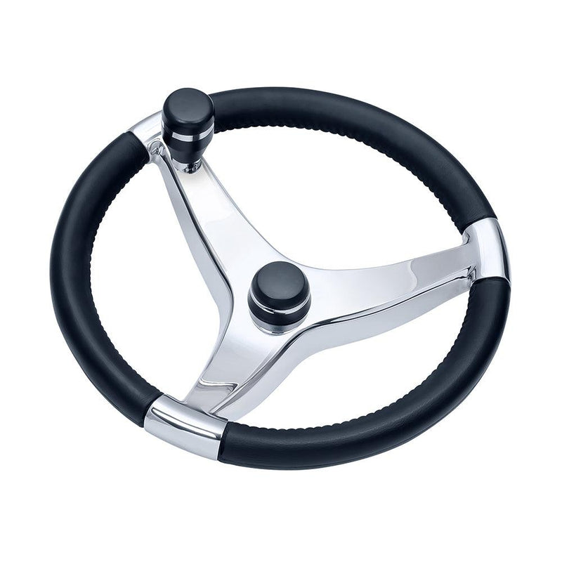 Schmitt Marine Evo Pro 316 Cast Stainless Steel Steering Wheel w/Control Knob - 13.5" Diameter [7241321FGK] - Wholesaler Elite LLC