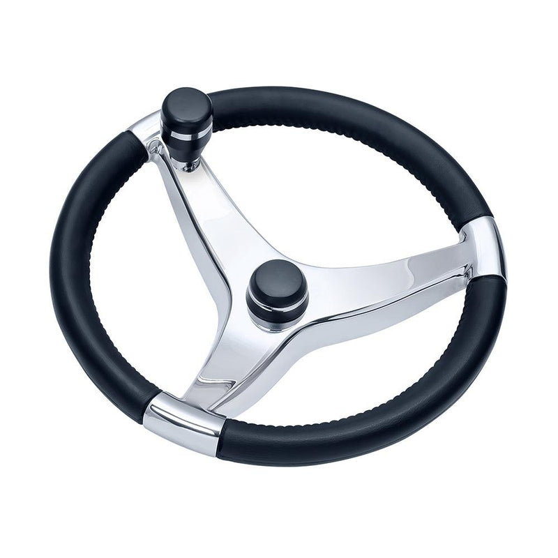Schmitt Marine Evo Pro 316 Cast Stainless Steel Steering Wheel w/Control Knob - 15.5" Diameter [7241521FGK] - Wholesaler Elite LLC