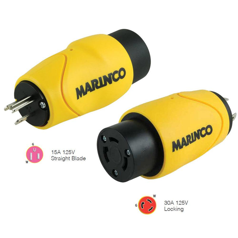 Marinco Straight Adapter 15Amp Straight Male to 30Amp Locking Female Connector [S15-30] - Wholesaler Elite LLC