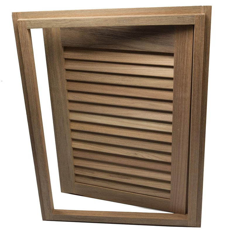 Whitecap Teak Louvered Door & Frame - Right Hand - 15" x 20" [60724] - Wholesaler Elite LLC