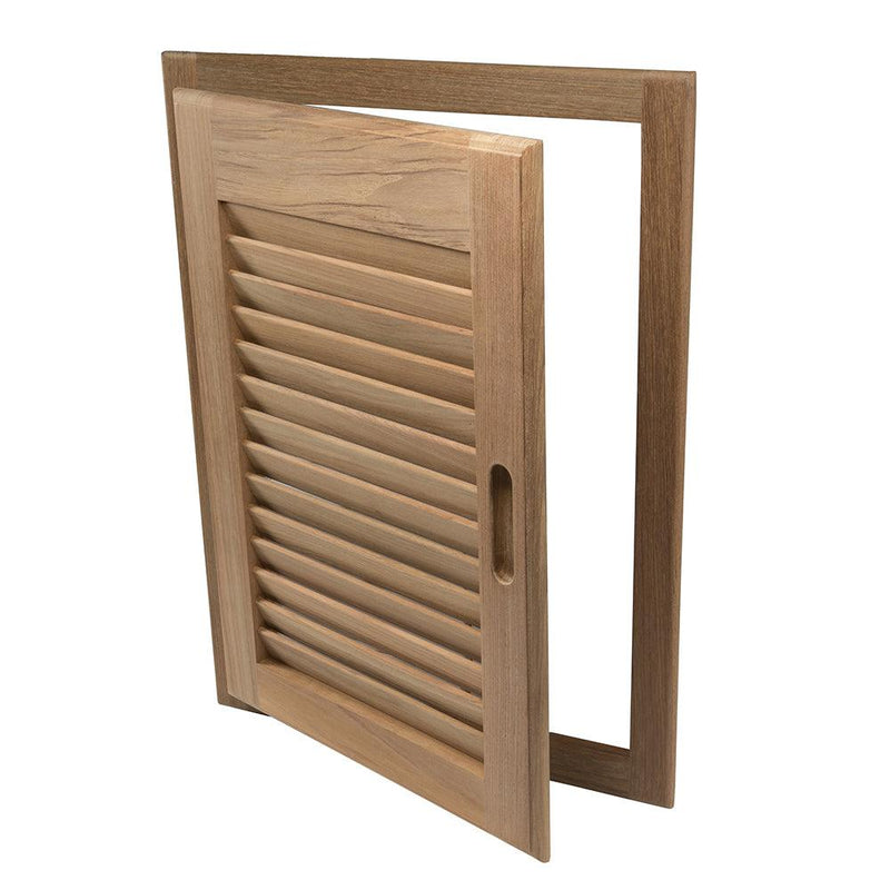 Whitecap Teak Louvered Door & Frame - Right Hand - 15" x 20" [60724] - Wholesaler Elite LLC