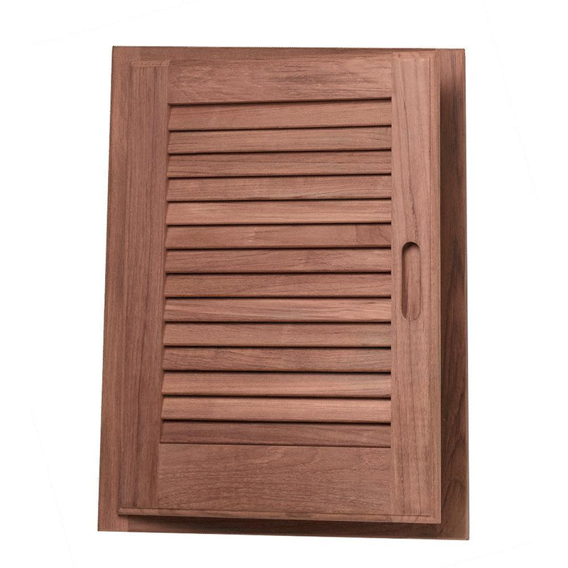 Whitecap Teak Louvered Door & Frame - Left Hand - 15" x 20" [60725] - Wholesaler Elite LLC