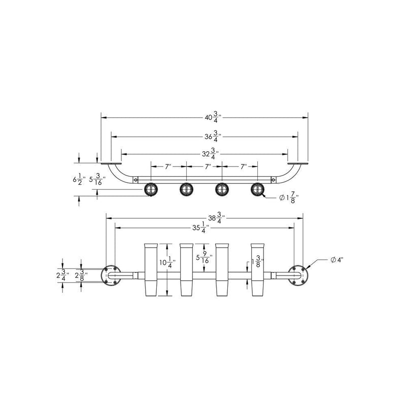 TACO 4-Rod Transom Mount Rod Rack [F31-3504BSA-1] - Wholesaler Elite LLC