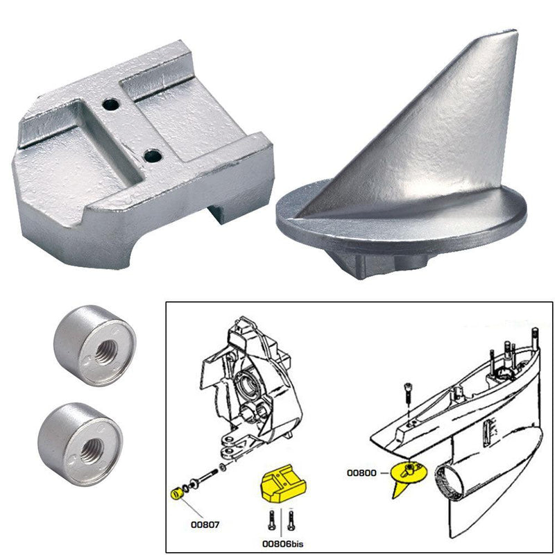 Tecnoseal Anode Kit w/Hardware - Mercury Alpha 1 Gen 1 - Aluminum [20800AL] - Wholesaler Elite LLC