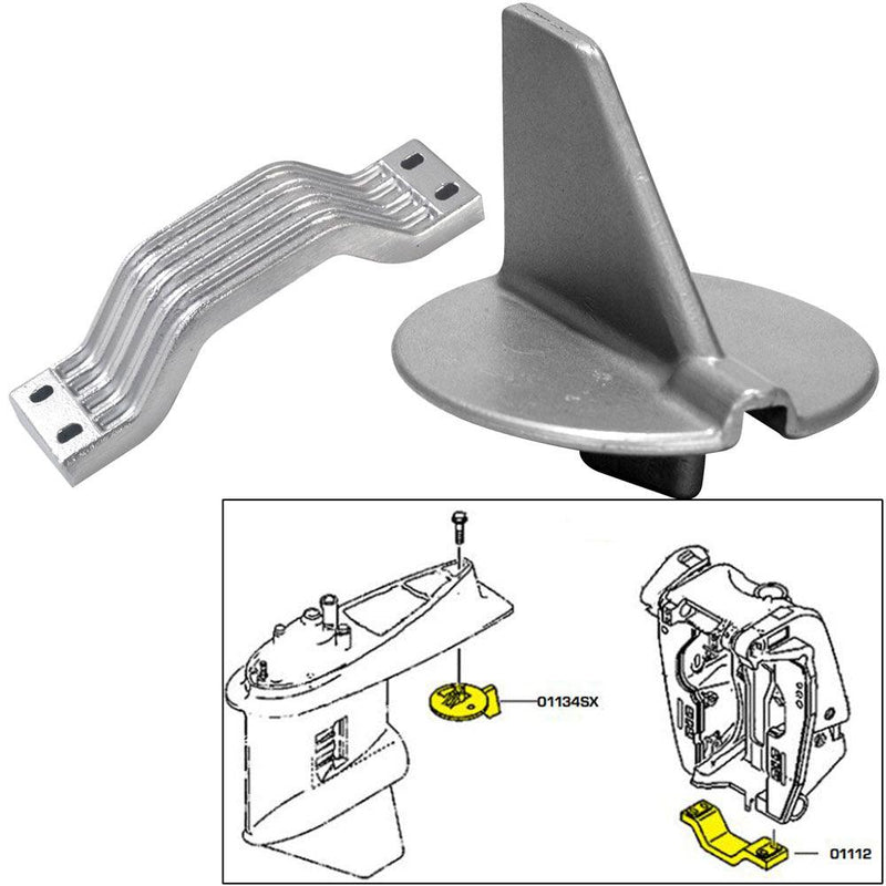 Tecnoseal Anode Kit w/Hardware - Yamaha 150-200HP Left Hand Rotation - Aluminum [21102AL] - Wholesaler Elite LLC