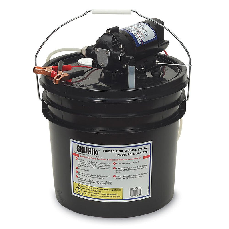 Shurflo by Pentair Oil Change Pump w/3.5 Gallon Bucket - 12 VDC, 1.5 GPM [8050-305-426] - Wholesaler Elite LLC