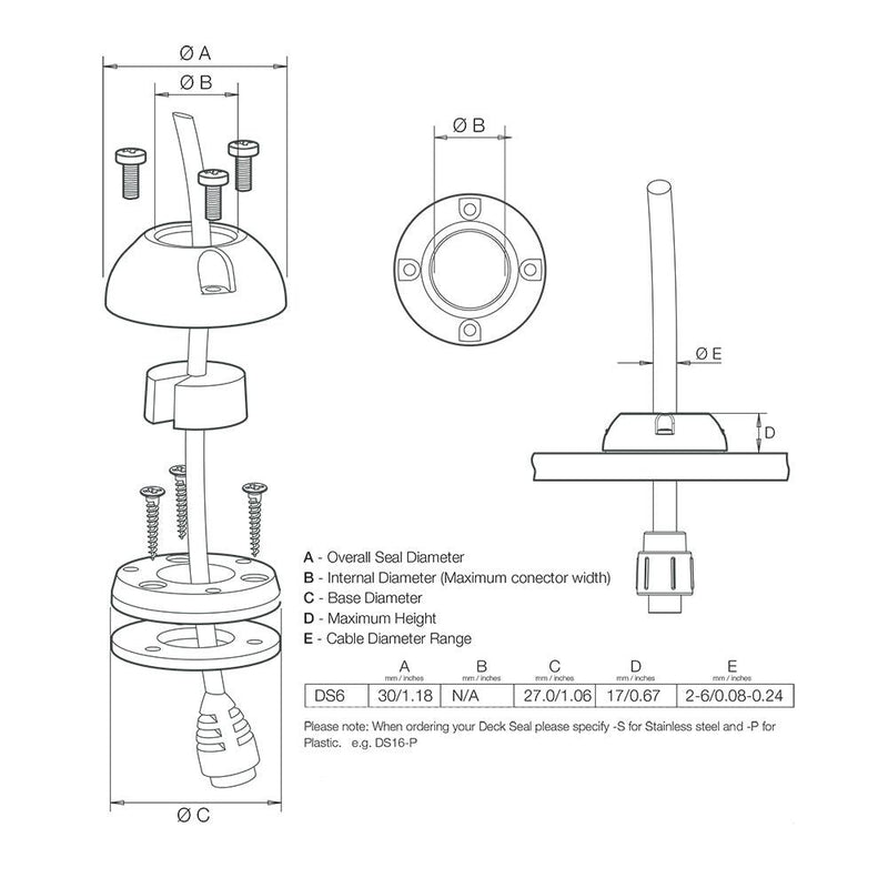 Scanstrut DS6-P Vertical Cable Seal [DS6-P] - Wholesaler Elite LLC