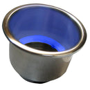 Whitecap Flush Mount Cup Holder w/Blue LED Light - Stainless Steel [S-3511BC] - Wholesaler Elite LLC