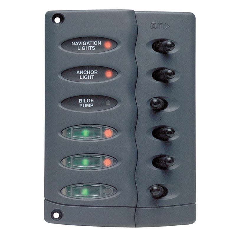 Marinco Contour Switch Panel - Waterproof 6 Way w/PTC Fusing [CSP6-PTC] - Wholesaler Elite LLC
