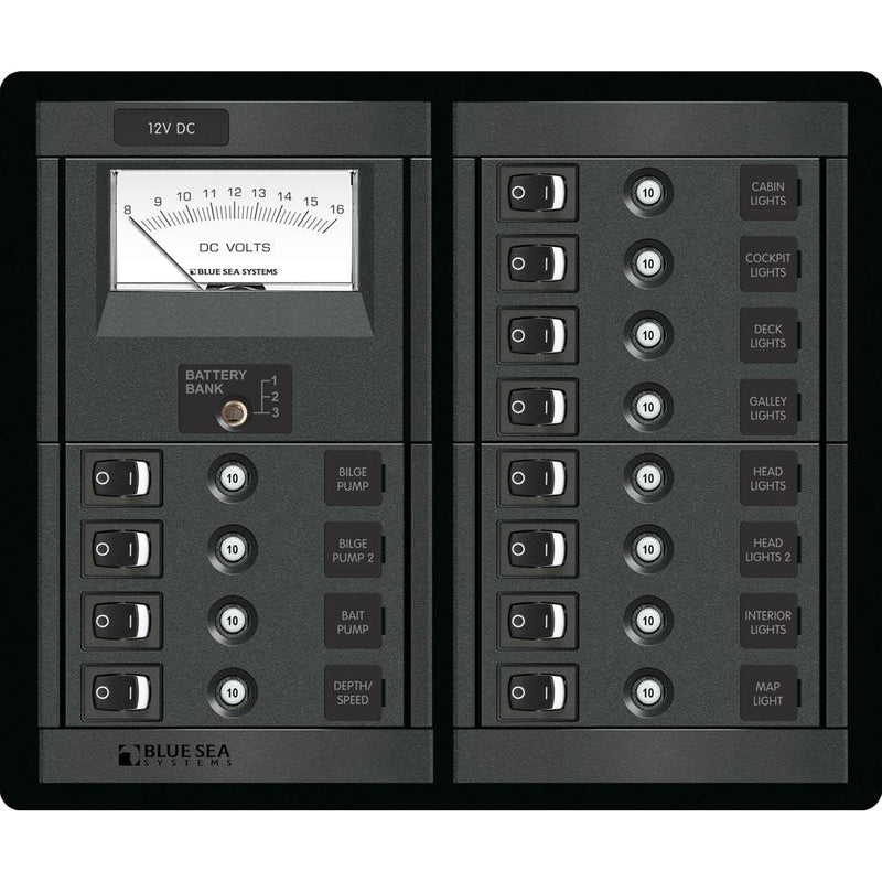 Blue Sea 1464 12 Position Switch CLB + Meter Square [1464] - Wholesaler Elite LLC