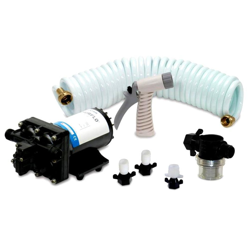 Shurflo by Pentair BLASTERII Washdown Kit - 12VDC, 3.5GPM w/25 Hose, Nozzle, Strainer Fittings [4338-121-E07] - Wholesaler Elite LLC