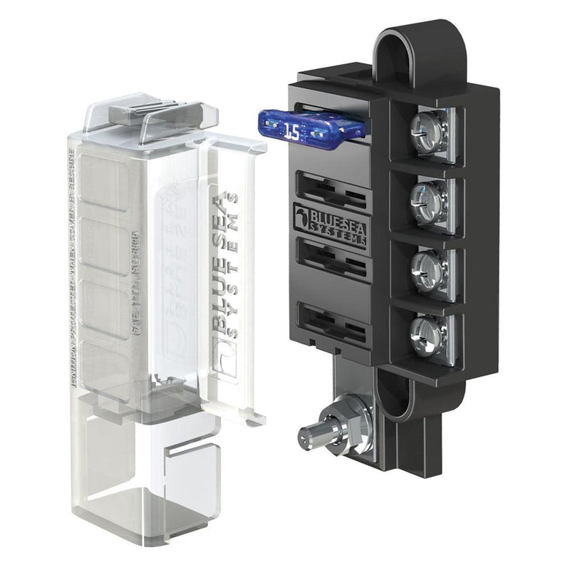 Blue Sea 5045 ST Blade Compact Fuse Blocks - 4 Circuits w/Cover [5045] - Wholesaler Elite LLC