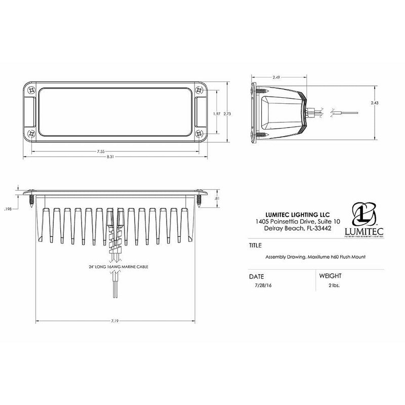 Lumitec Maxillumeh60 - Flush Mount Flood Light - White Housing - White Dimming [101336] - Wholesaler Elite LLC