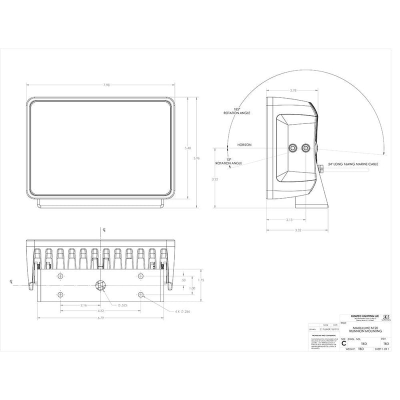 Lumitec Maxillume h120 - Trunnion Mount Flood Light - White Housing - White Dimming [101346] - Wholesaler Elite LLC