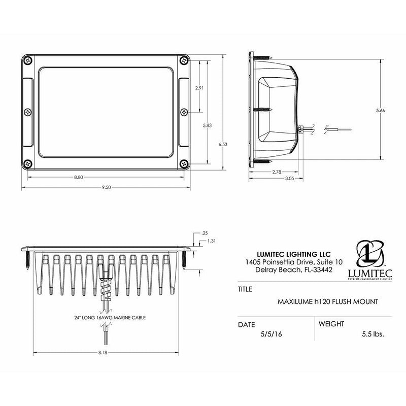 Lumitec Maxillume h120 - Flush Mount Flood Light - White Housing - White Dimming [101348] - Wholesaler Elite LLC