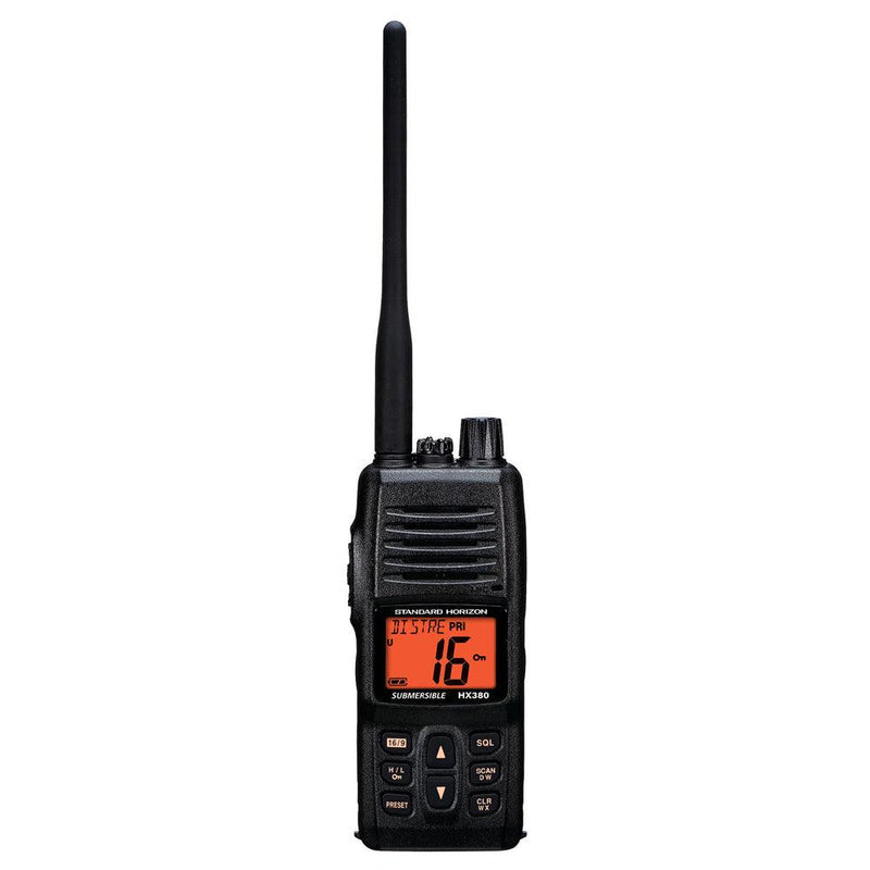 Standard Horizon HX380 5W Commercial Grade Submersible IPX-7 Handheld VHF Radio w/LMR Channels [HX380] - Wholesaler Elite LLC